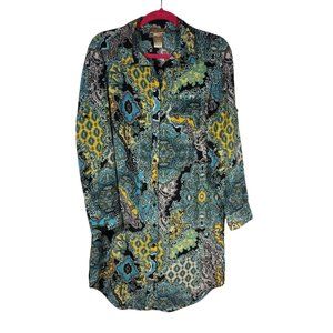 MISS TINA by Tina Knowles size Small (4-6) Multicolor Button Down Shirt Dress
